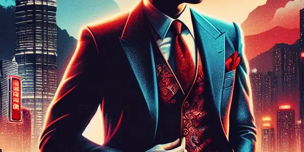 Cinematic poster featuring actor Zhang Zhilin in action, romance, and suspense against a vibrant Hong Kong skyline.