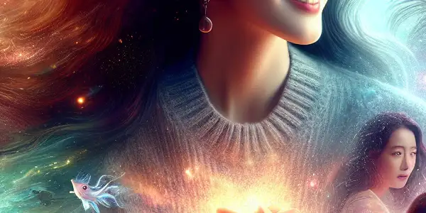 A vibrant poster featuring Vivian Hsu in diverse roles, blending romance, action, and whimsical underwater elements.