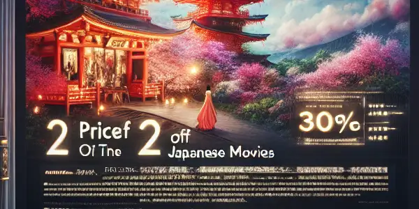 Promotional poster for an adult film streaming service featuring a luxurious cinema setting and enticing offers.